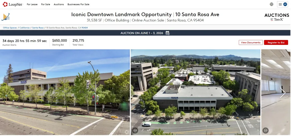 Former Bank of America property in downtown Santa Rosa up for auction